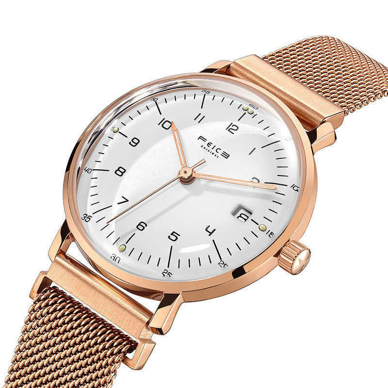 Flyke Fashion Simple Waterproof Watch Women's Ultra-thin Japanese Movement Calendar Women's Quartz Watch Foreign Trade Amazon