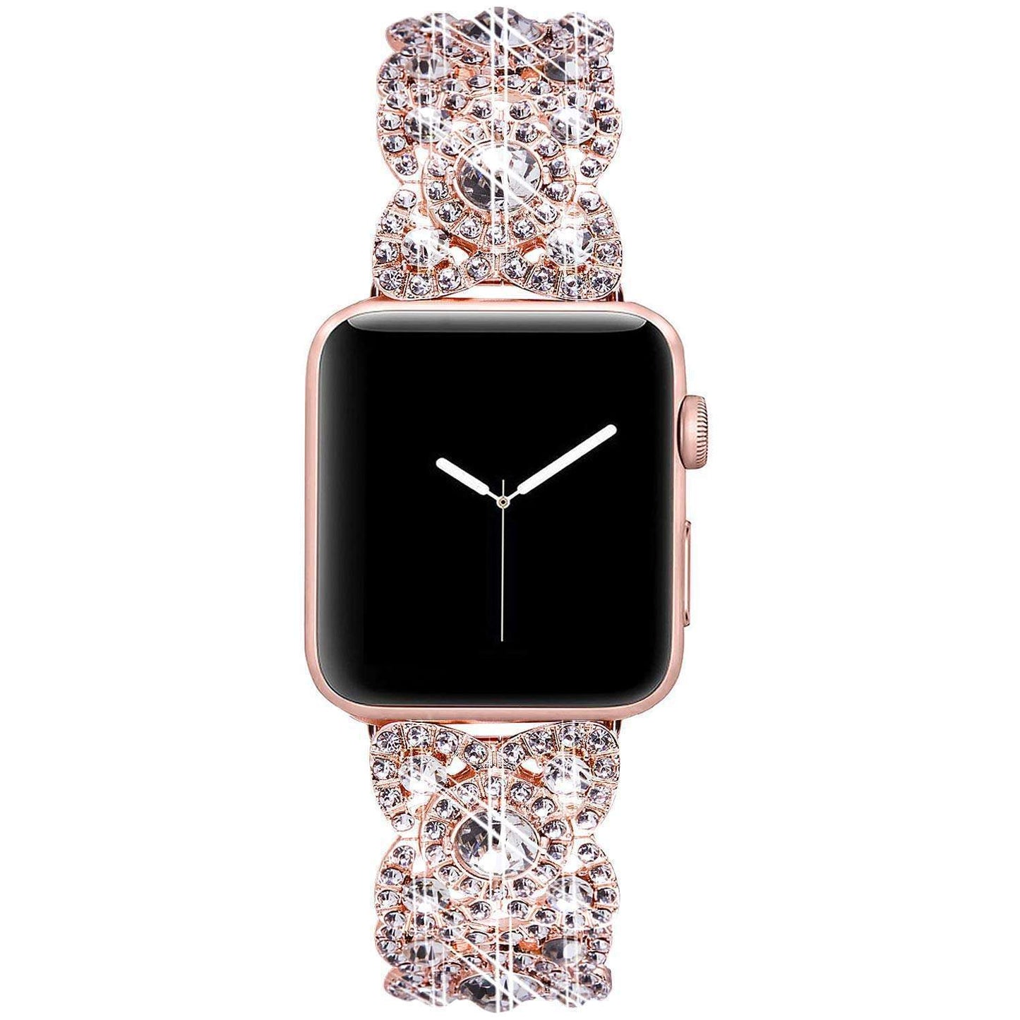 8 7 6 SE 5 4 3 Series Four Petal Flower Metal Diamond Watch Band