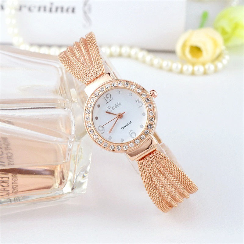 Gold mesh belt fashion women's watch