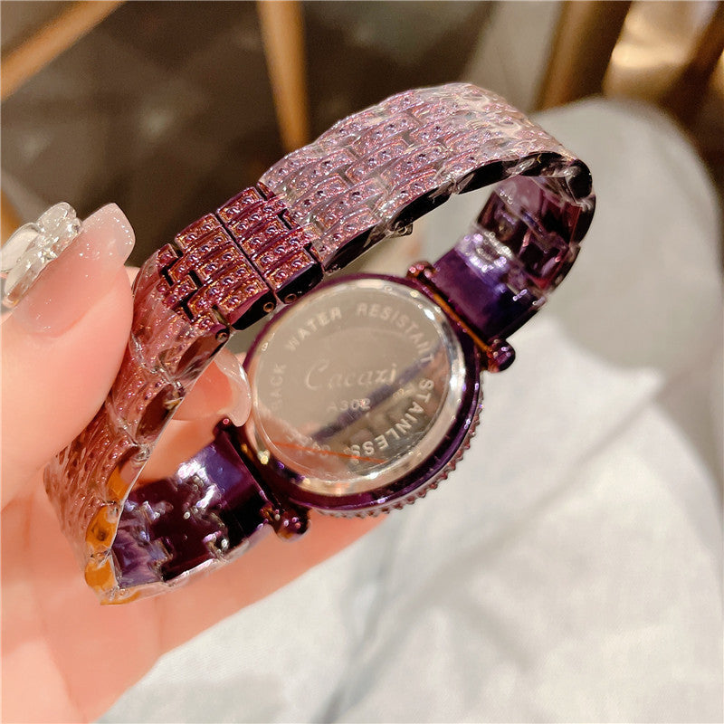 Women's Round Diamond Waterproof Rotation Watch